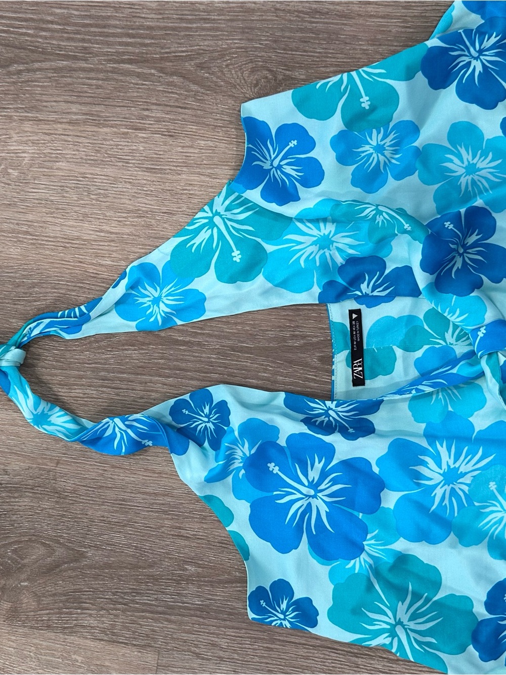 Zara Turquoise and Blue Floral Halter One-Piece